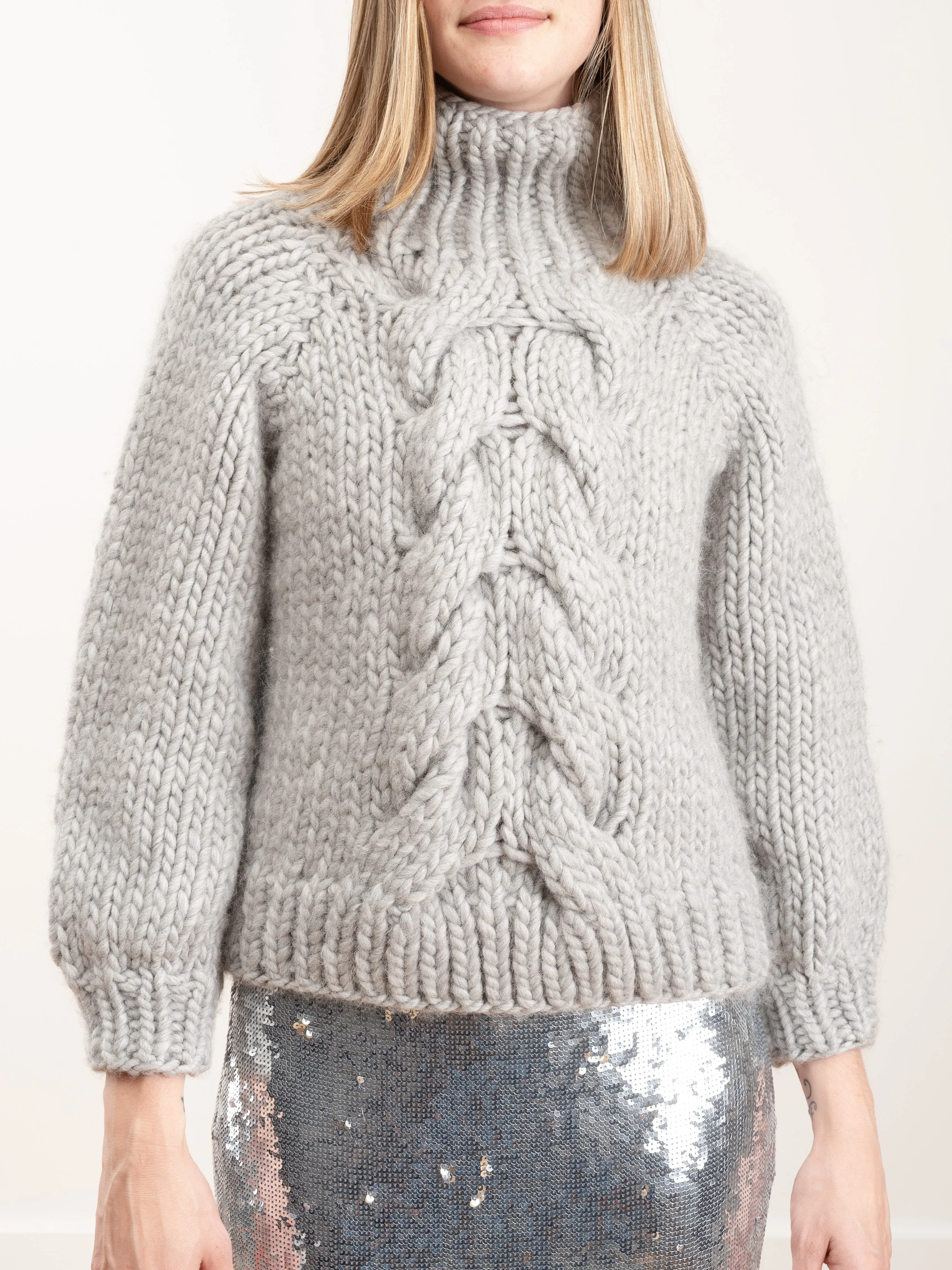 cropped cable - light grey