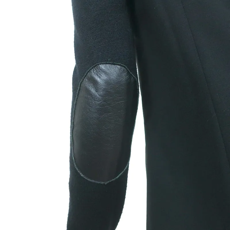 Cut25 Elbow Patch Blazer Black Leather-Trim Wool Size 36 One-Button Jacket