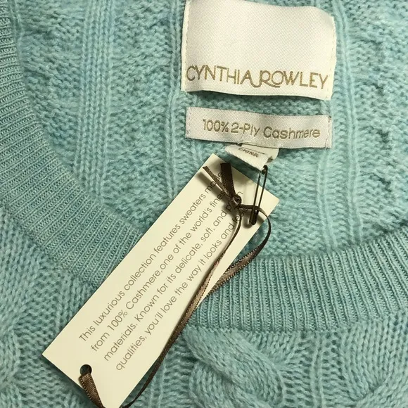 Cynthia Rowley 100% 2 Ply Cashmere Cable knit Sweater