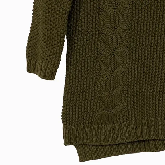 Cynthia Rowley 100% Cotton Cable Knit Sweater in Olive Green Size Medium New