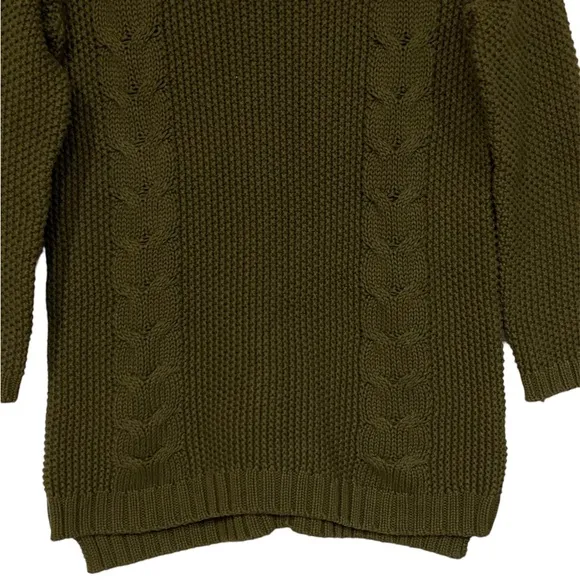 Cynthia Rowley 100% Cotton Cable Knit Sweater in Olive Green Size Medium New
