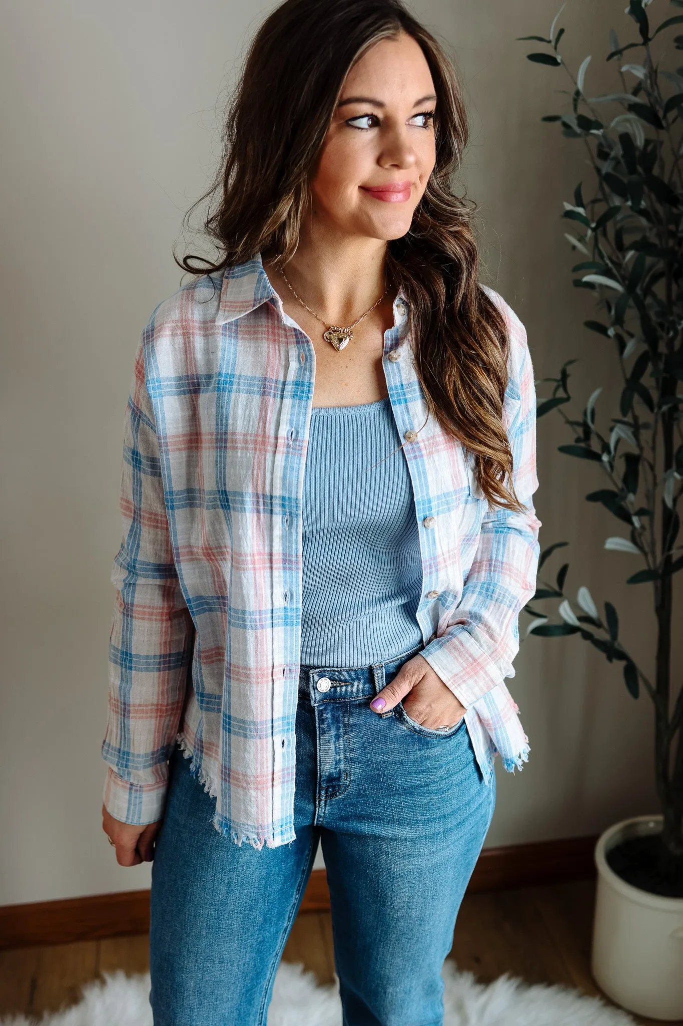 Dahlia Plaid Shirt - Grey/Blue