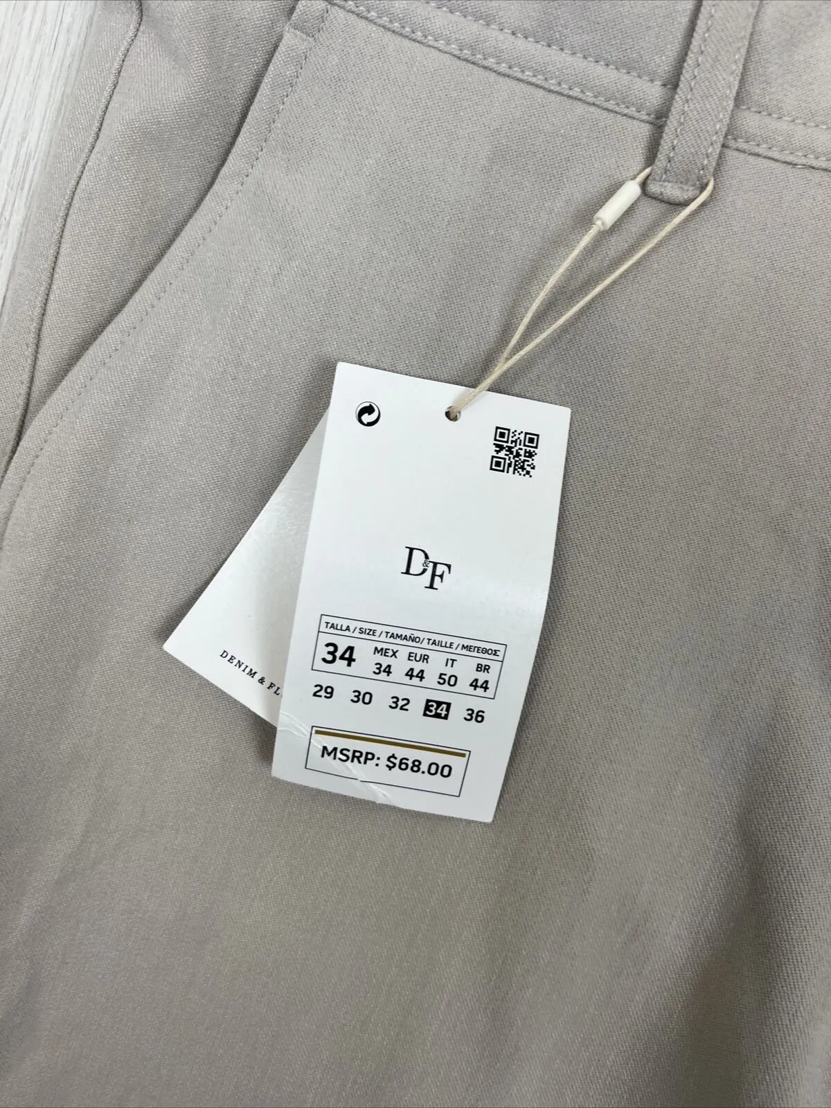 Denim & Flower Mens Chino Pants Size 34 (New with marks)