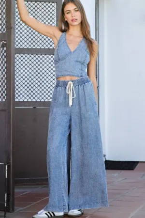 Denim Mineral Wash Straight Leg Pant