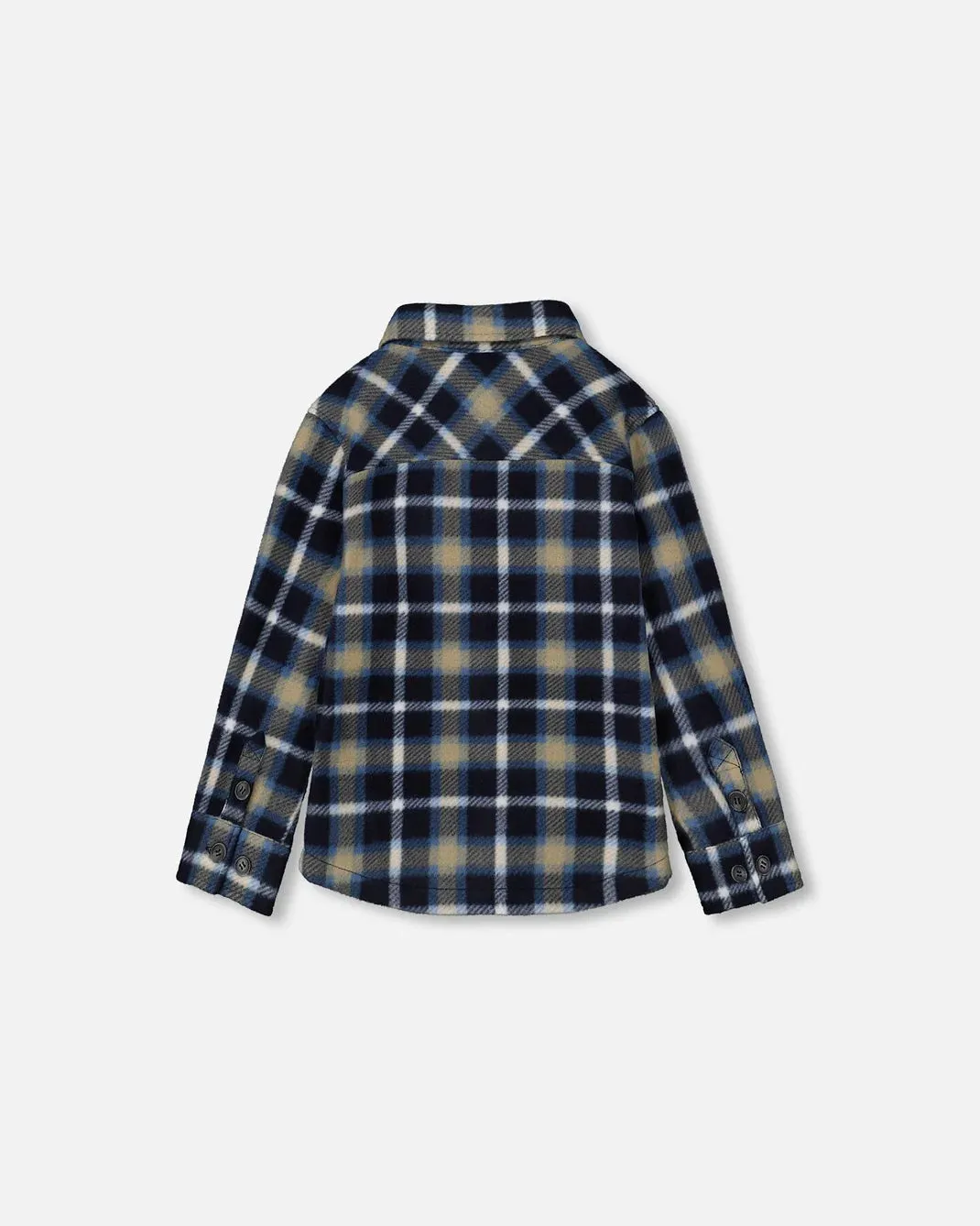 deux par deux Boys Light Soft Polar Shirt - Blue Plaid