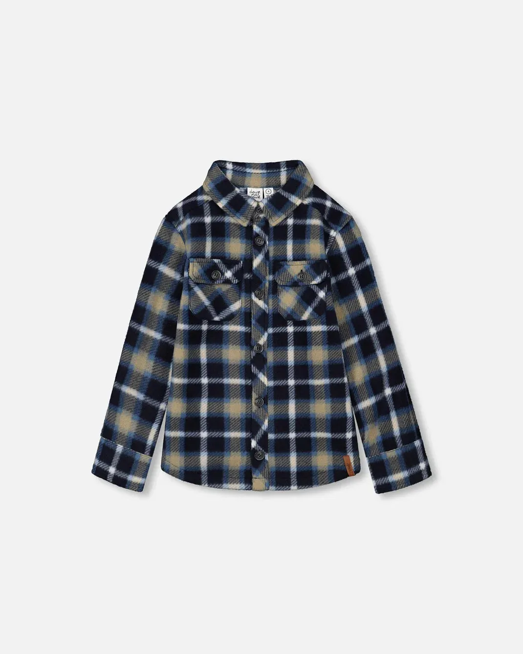 deux par deux Boys Light Soft Polar Shirt - Blue Plaid