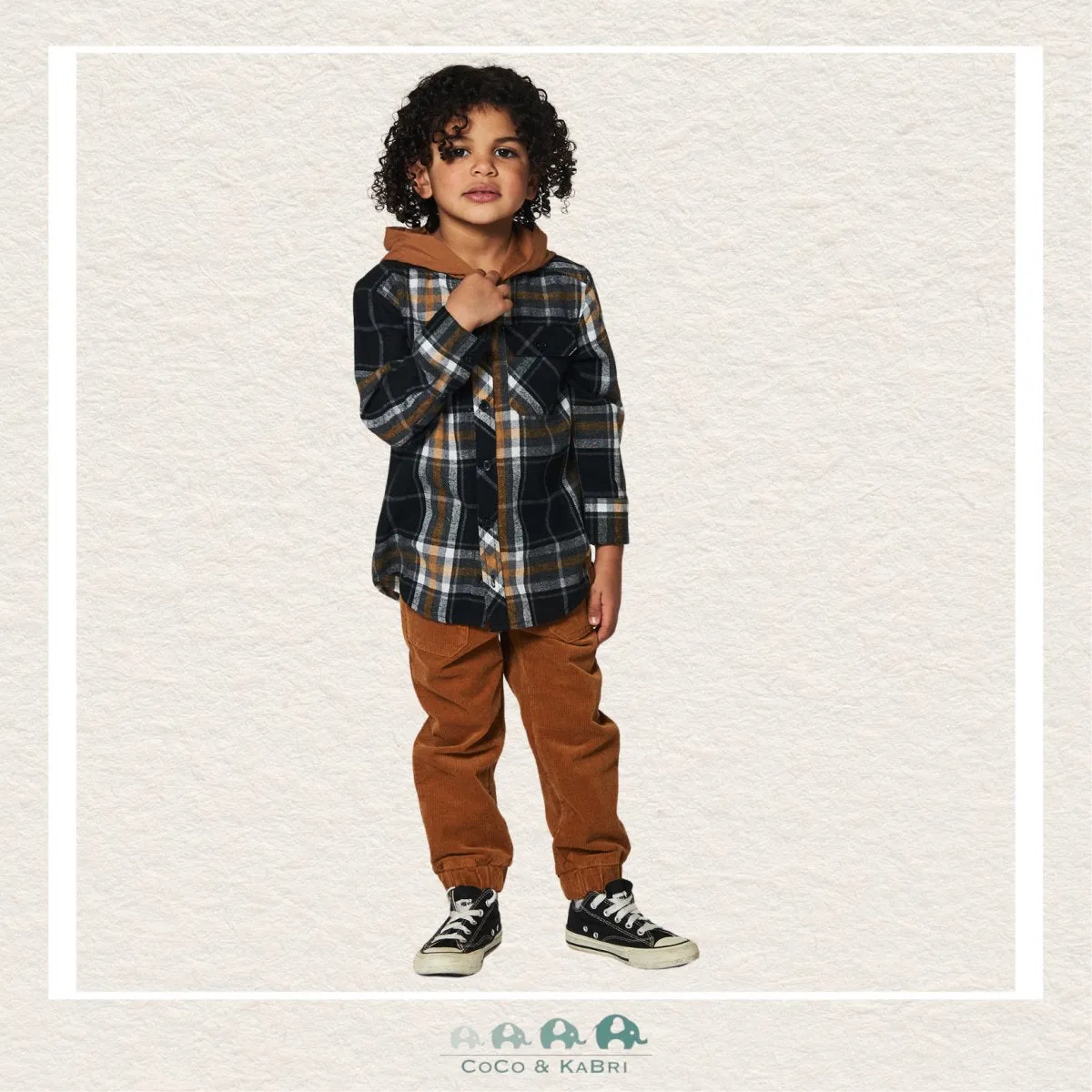 *Deux Par Deux: Plaid Shirt with Jersey Hood