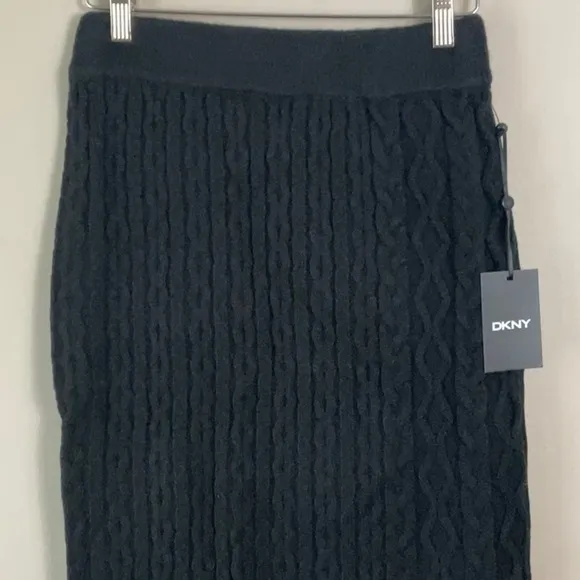 Dkny Midi Cable Knit Pencil Skirt Black