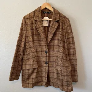 Doe &amp; Rae Brown Plaid Blazer NWT