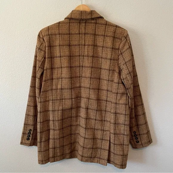 Doe &amp; Rae Brown Plaid Blazer NWT