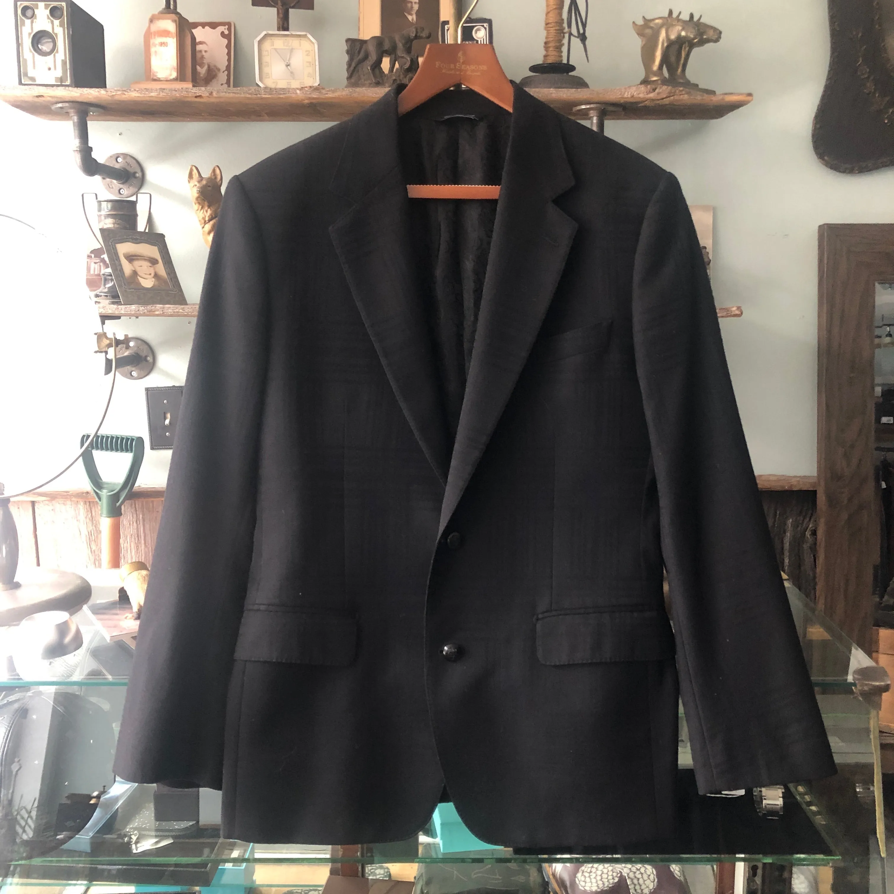 Dolce & Gabbana Black Micro Stripe Cashmere Blend Blazer - 40