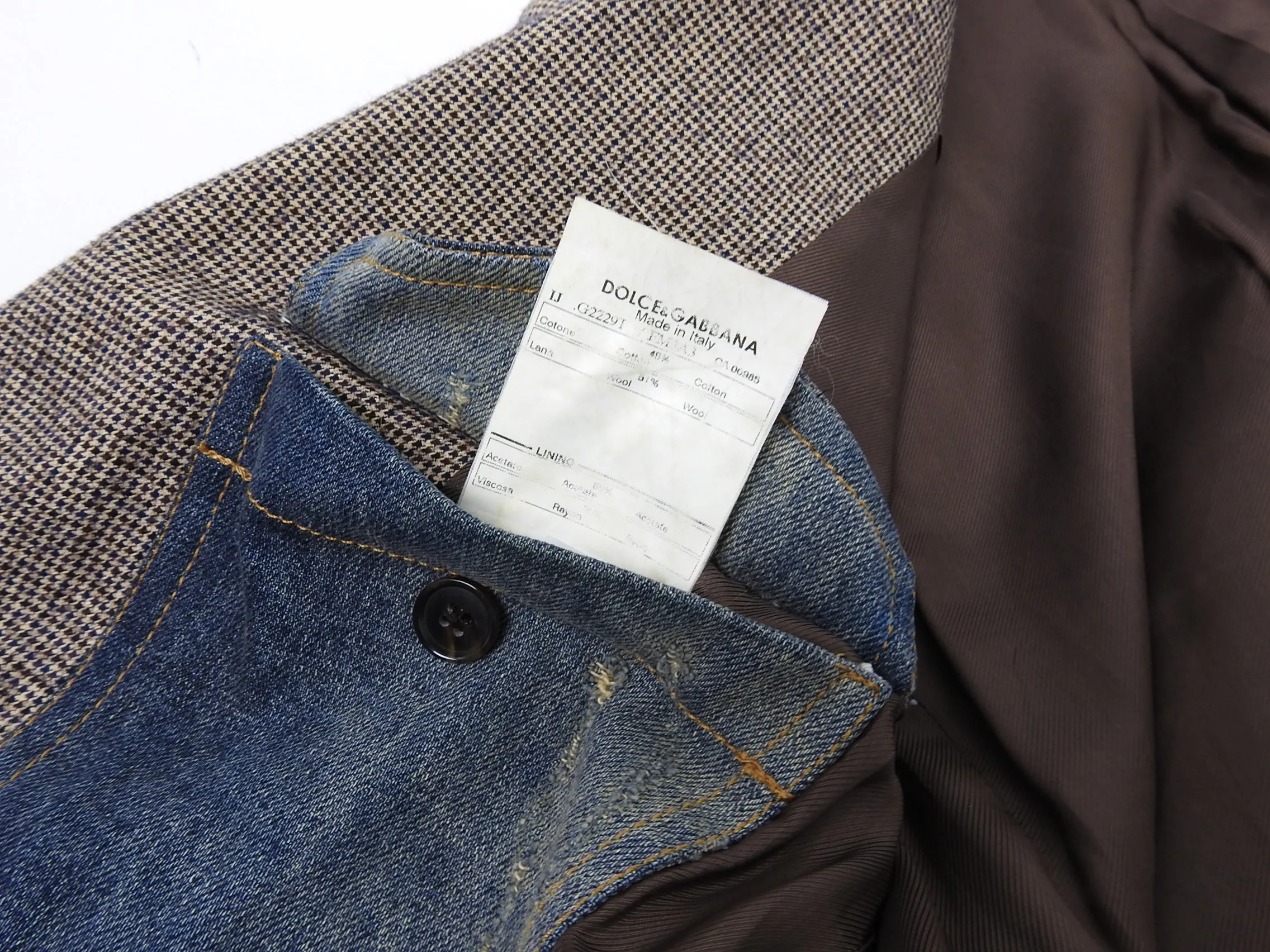 Dolce & Gabbana Herringbone and Denim Detail Blazer - 40