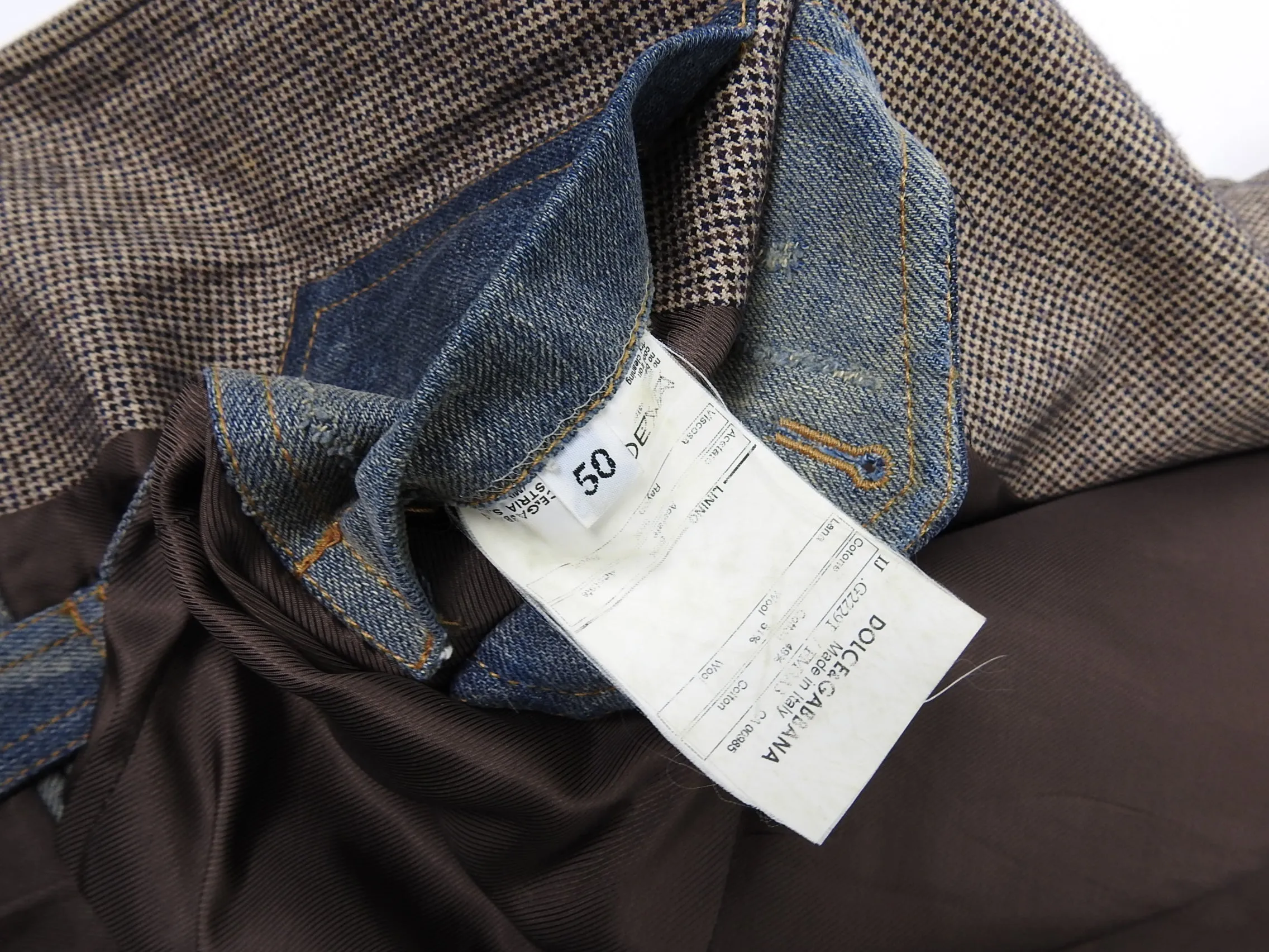 Dolce & Gabbana Herringbone and Denim Detail Blazer - 40