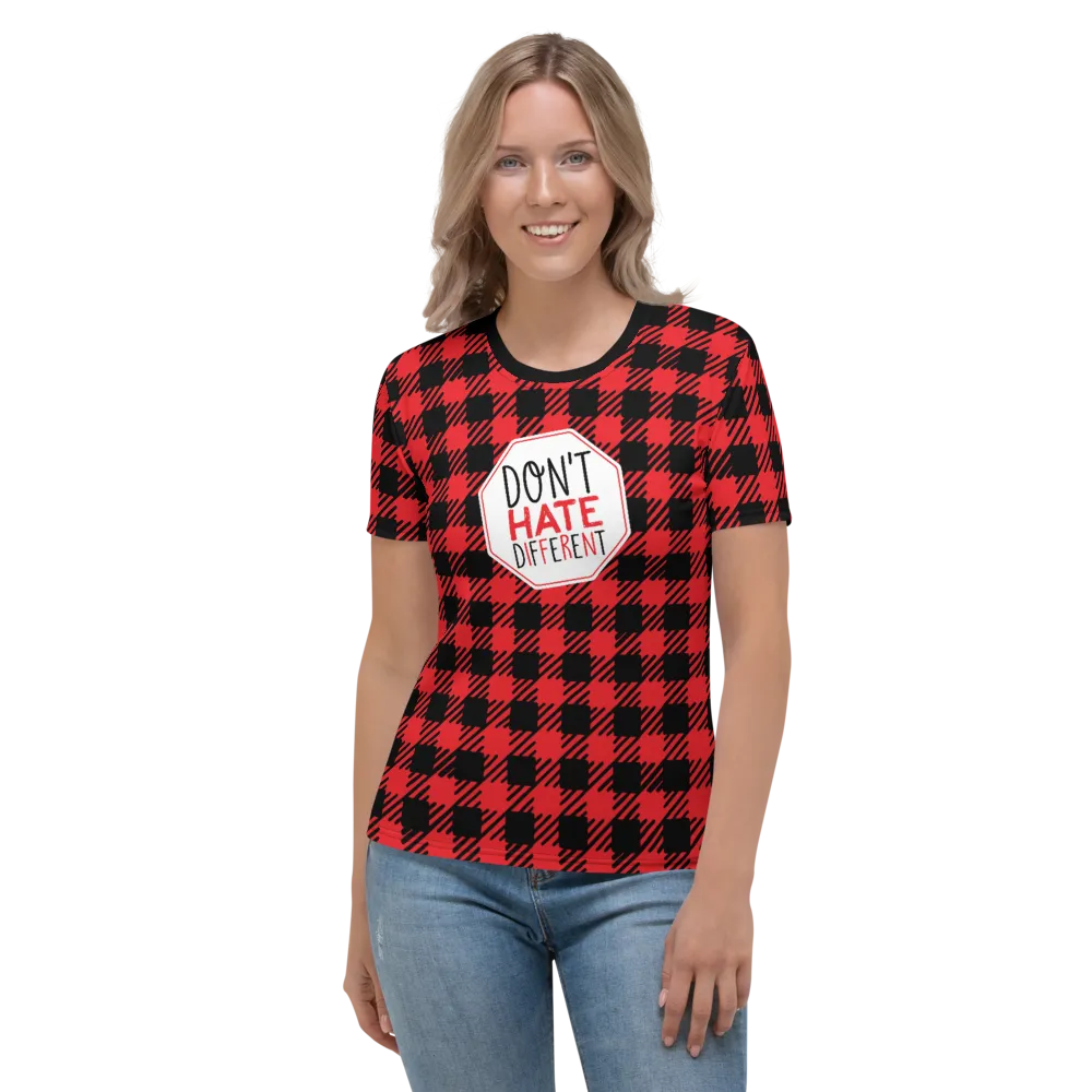 Don't Hate Different (Buffalo Plaid Women's Crew Neck T-shirt)