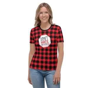 Don't Hate Different (Buffalo Plaid Women's Crew Neck T-shirt)