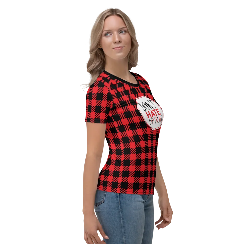 Don't Hate Different (Buffalo Plaid Women's Crew Neck T-shirt)