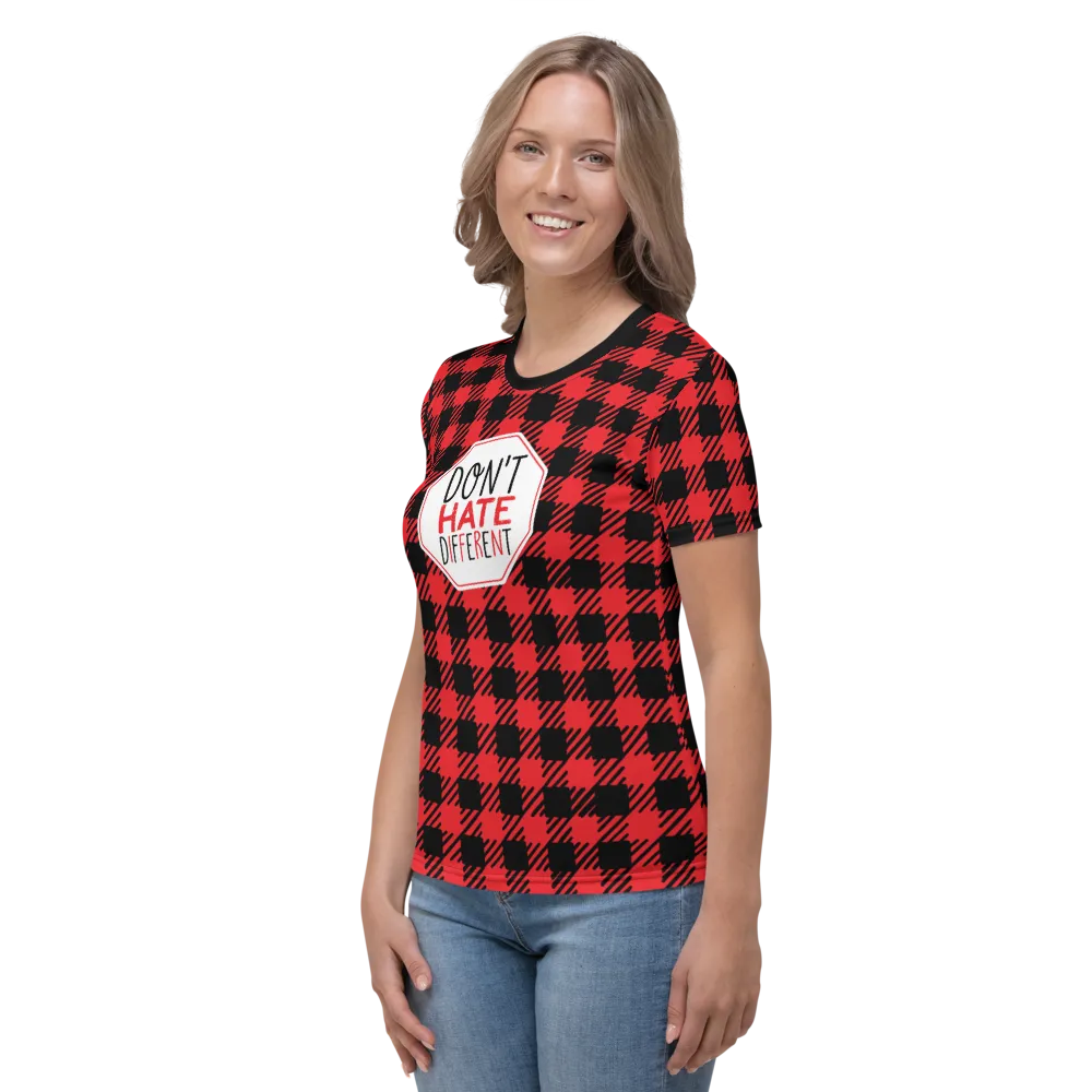 Don't Hate Different (Buffalo Plaid Women's Crew Neck T-shirt)