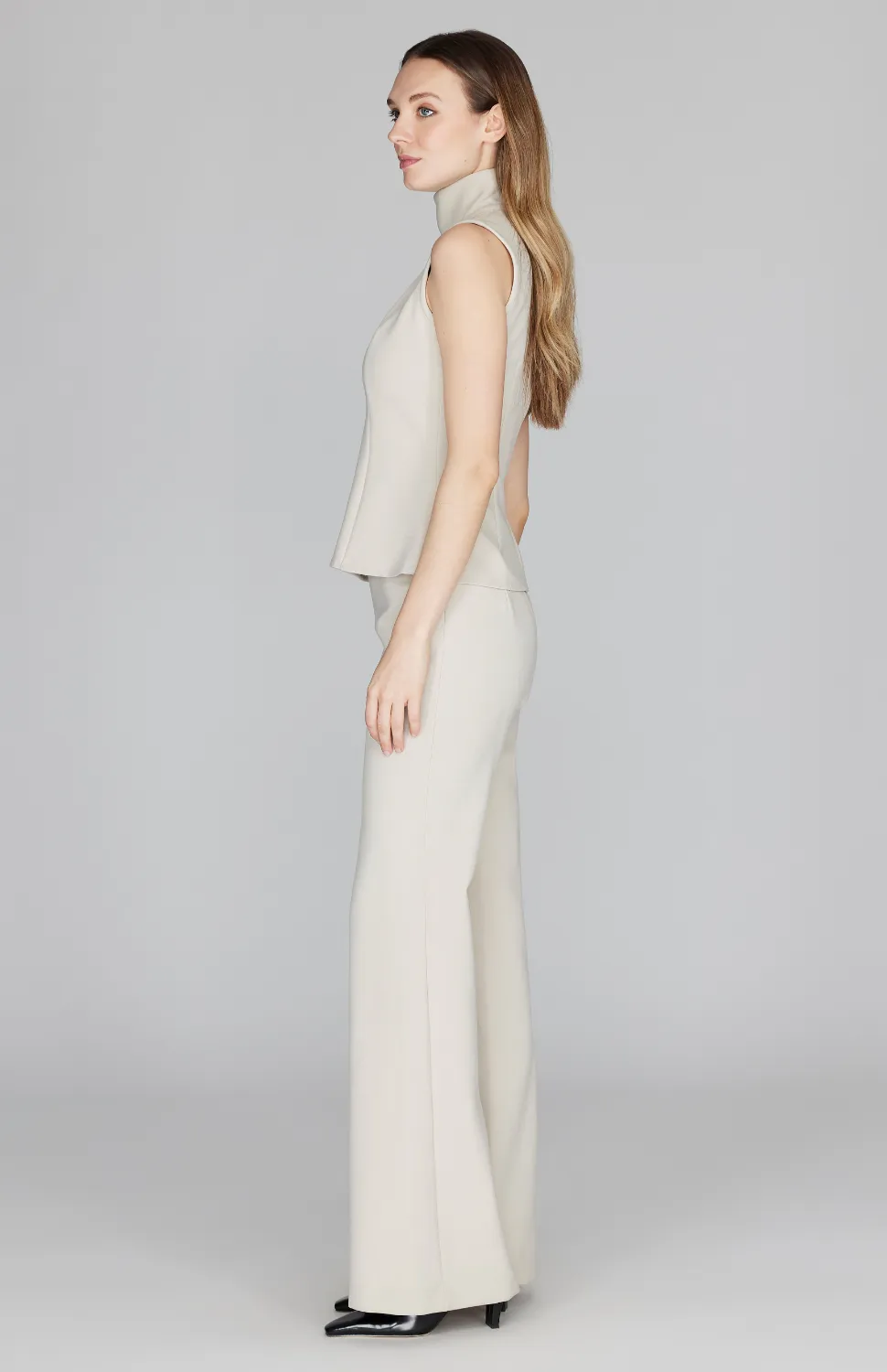 Double Face Flare Pant w/Back Zip