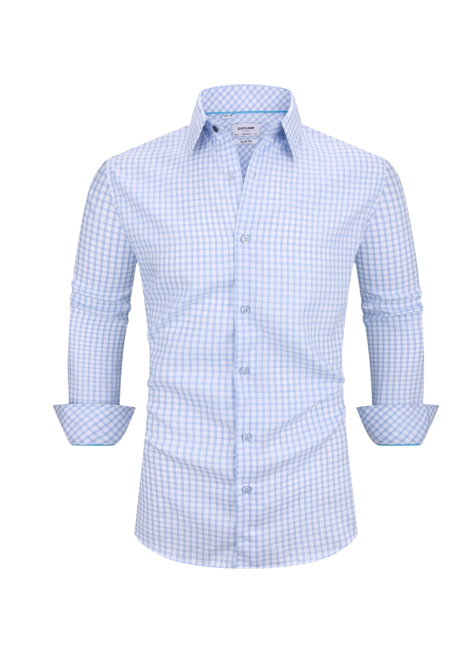 Duchamp Light Blue Check Dress Shirt