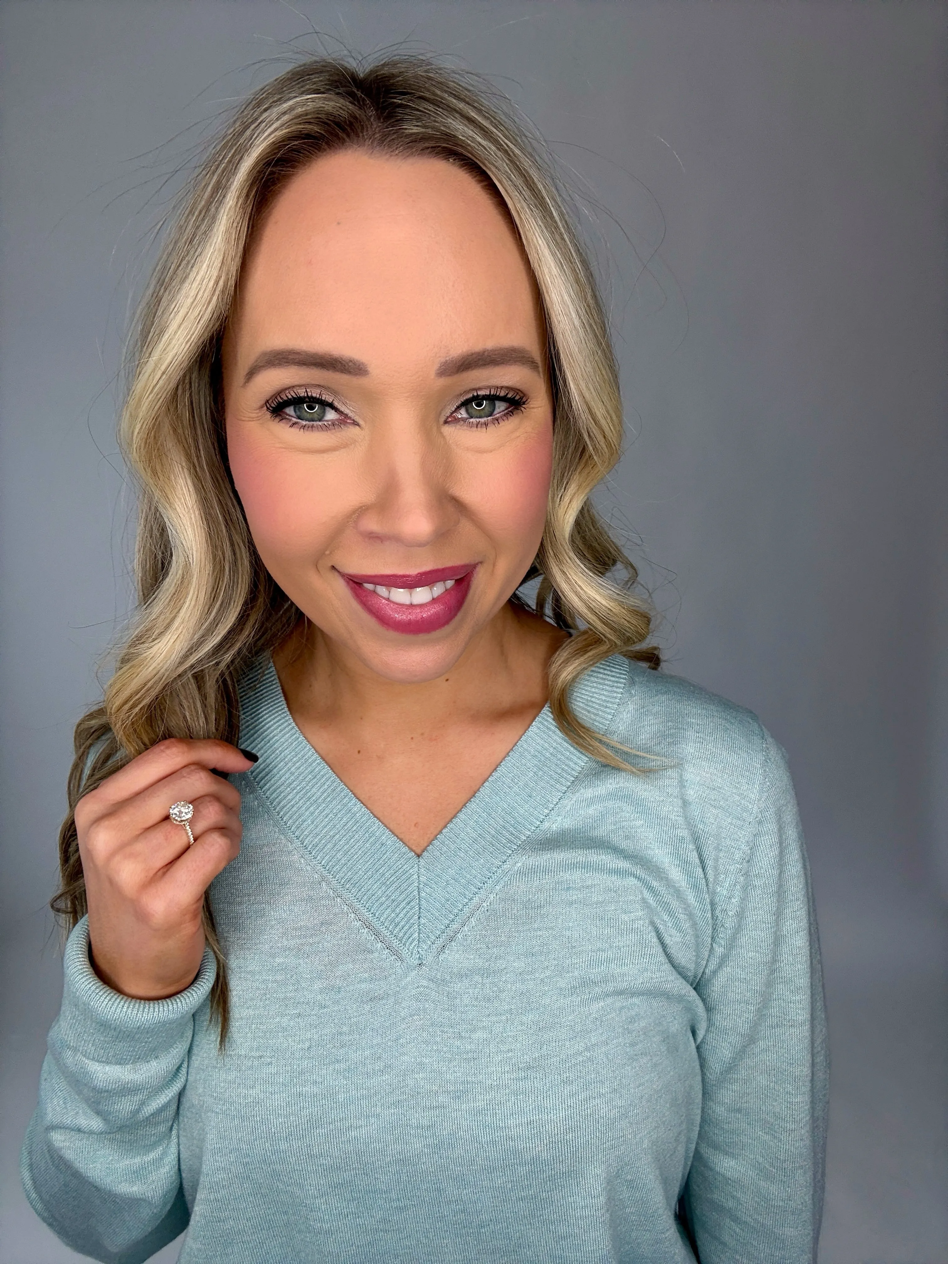East Village V-Neck Sweater - Pale Turquoise