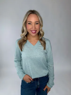 East Village V-Neck Sweater - Pale Turquoise