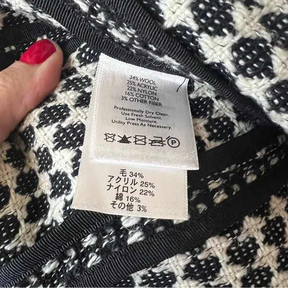 Eddie Bauer black white tweed blazer jacket 8T tall