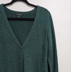 Eileen Fisher Emerald Green Cashmere Wool Cardigan Sweater Medium