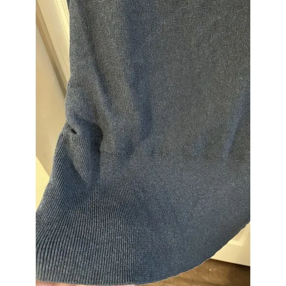 Eileen fisher Sweater Dolman Drape Neck Blue Sz large organic Cotton Cashmere