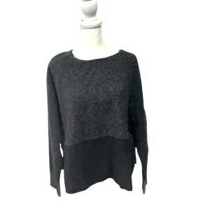 Eileen Fisher Tonal Pleated Cashmere Sweater in Charcoal. Size L. VGUC
