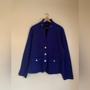 Eileen Fisher Womens purple Blue Merino Wool Button blazer jacket felted