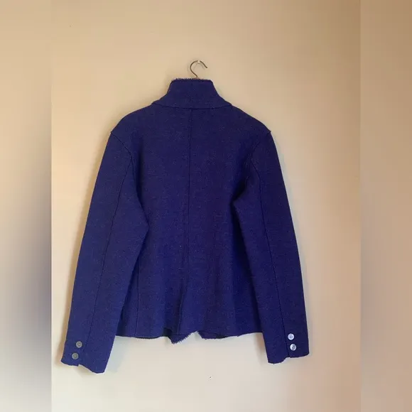 Eileen Fisher Womens purple Blue Merino Wool Button blazer jacket felted