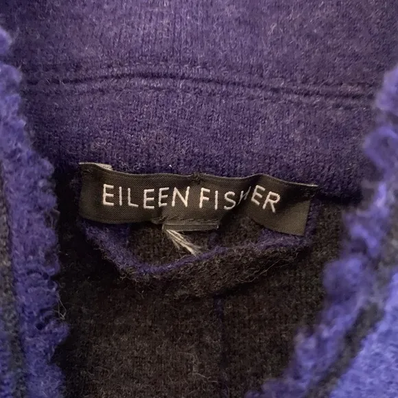 Eileen Fisher Womens purple Blue Merino Wool Button blazer jacket felted