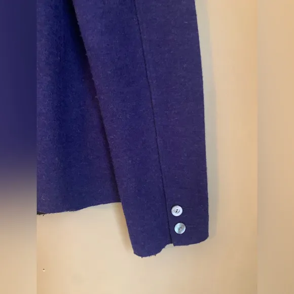 Eileen Fisher Womens purple Blue Merino Wool Button blazer jacket felted