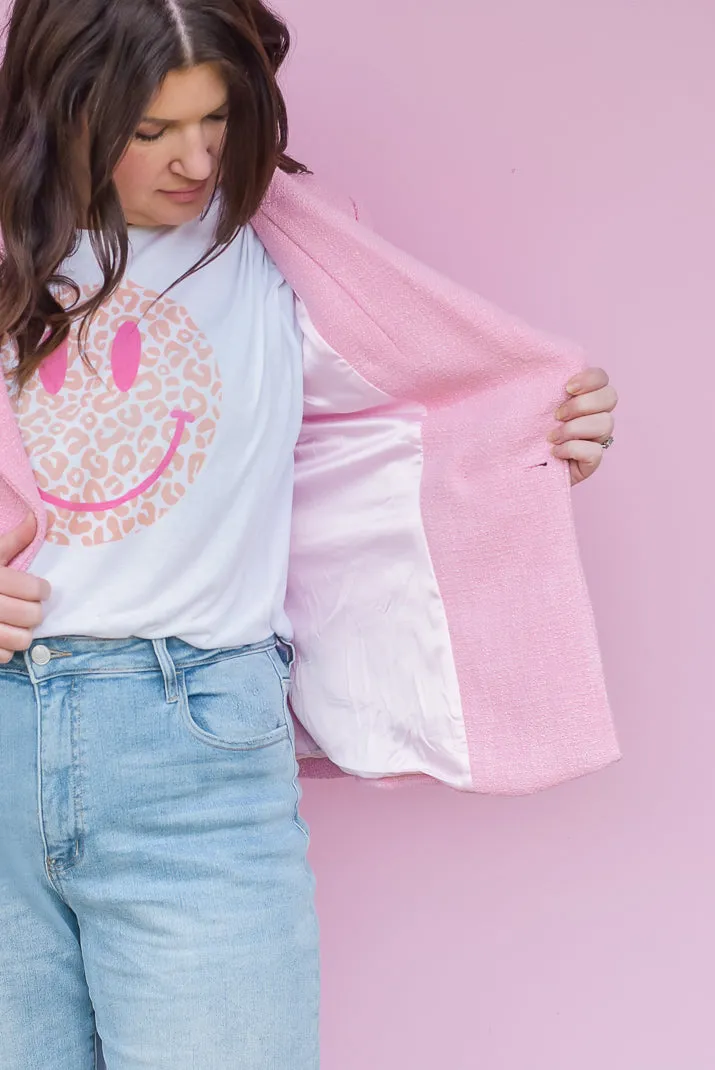 Eleanor Pink Tweed Blazer