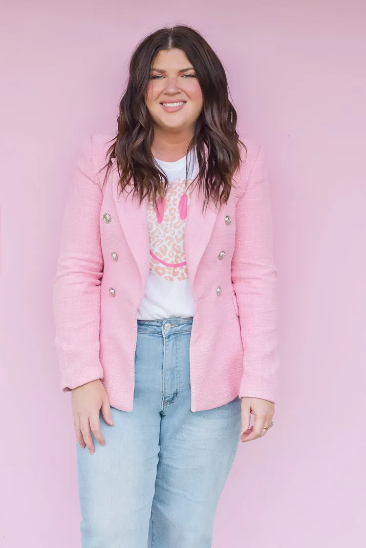 Eleanor Pink Tweed Blazer