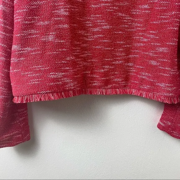 ELLE Red and White  Fringed Tweed Jacket Blazer Sz L.
