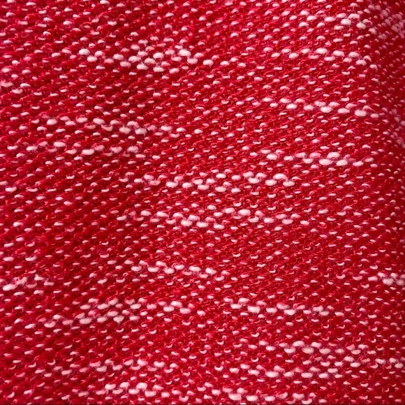ELLE Red and White  Fringed Tweed Jacket Blazer Sz L.