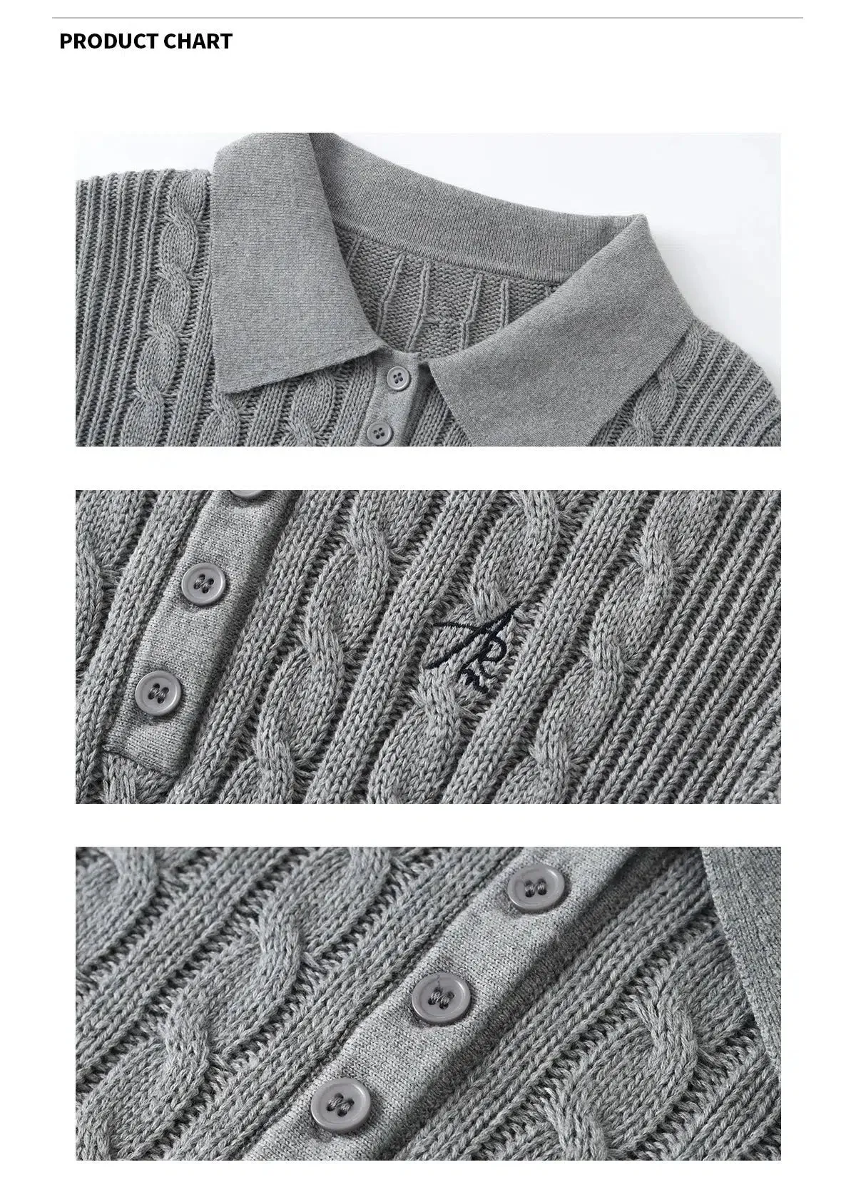 Embroidered Detail Cable Knit Sweater