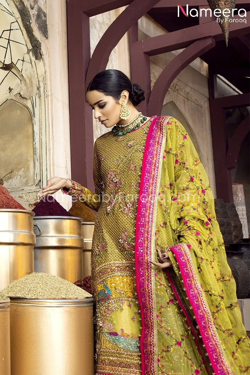 Embroidered Shirt with Bridal Gharara Online #BS166