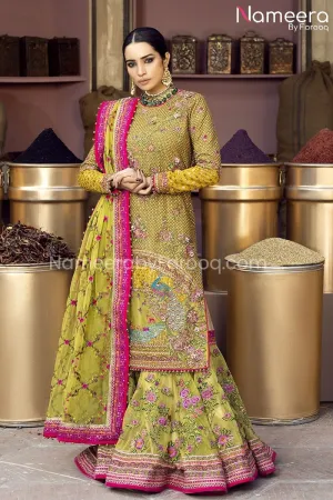 Embroidered Shirt with Bridal Gharara Online #BS166