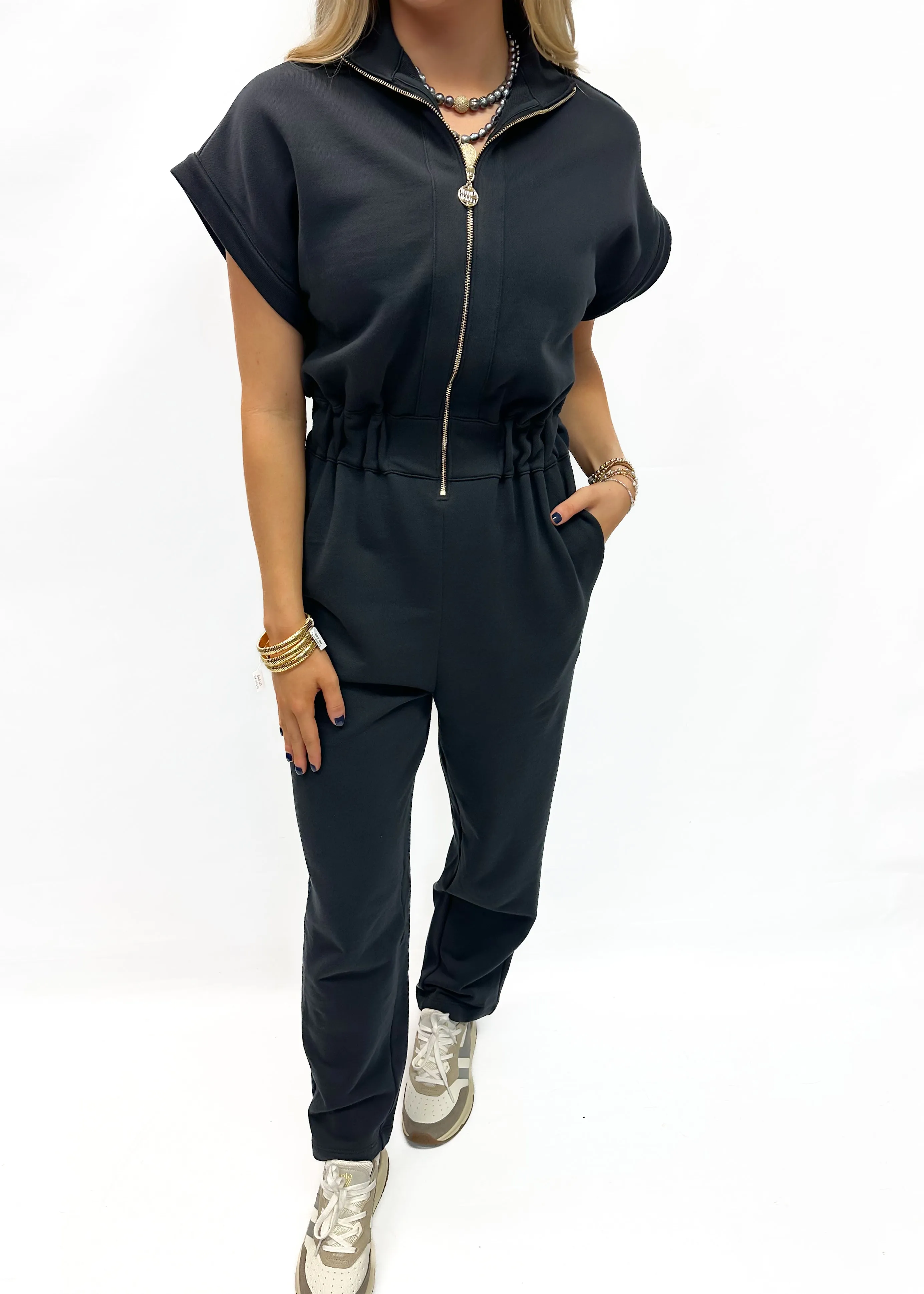 Emily McCarthy Poppy	Jumpsuit - Black French Terry
