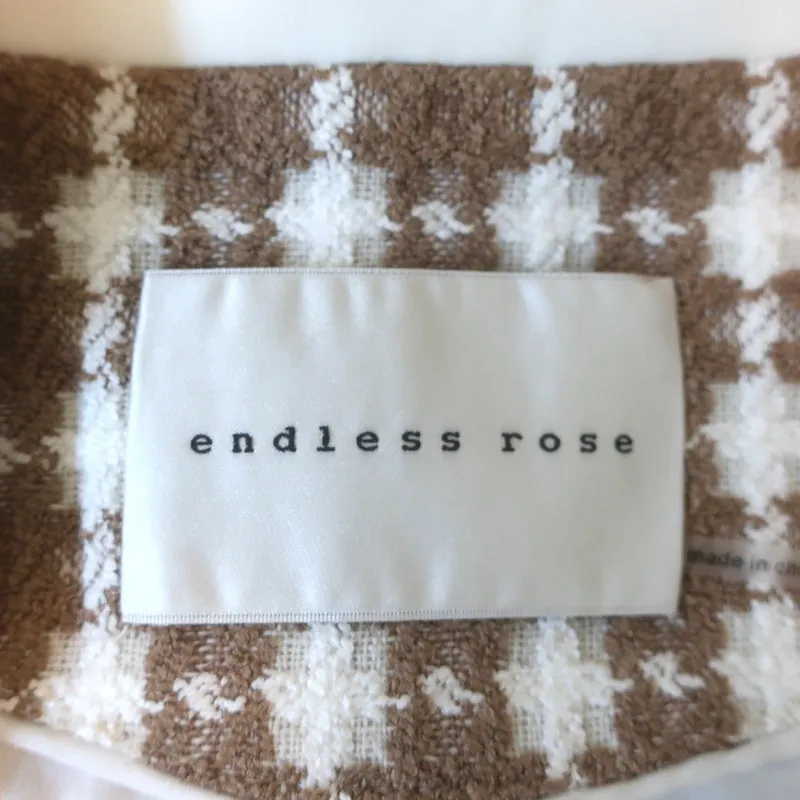 Endless Rose Houndstooth Blazer Romper Beige/White Tweed Size Small NEW
