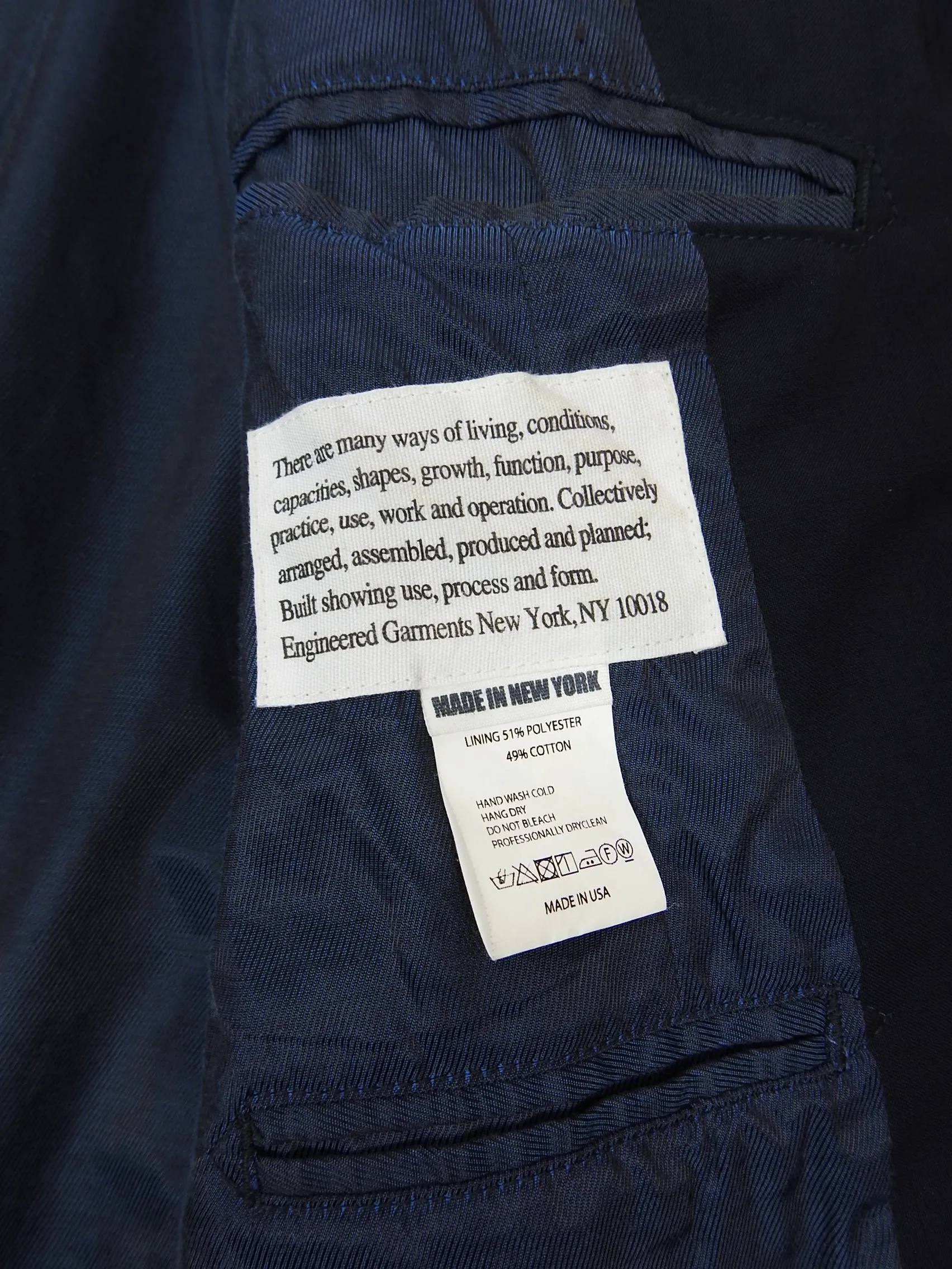 Engineered Garment Navy Wool Blazer Size Small