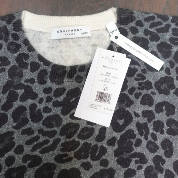 Equipment Rei Leopard-Print Cotton &amp; Cashmere Sweater Women's Pullover size XS