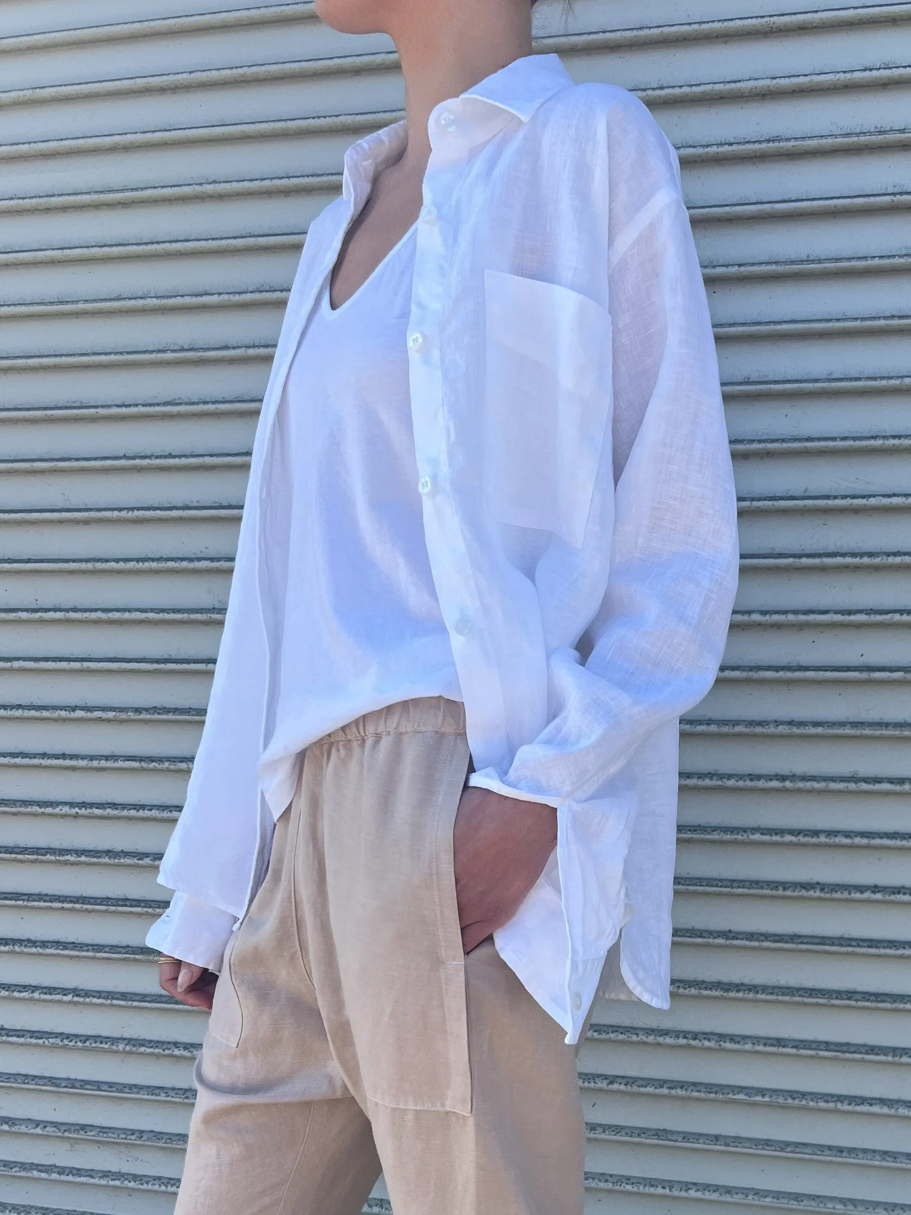 Erika Drop Pant in Linen - Dune