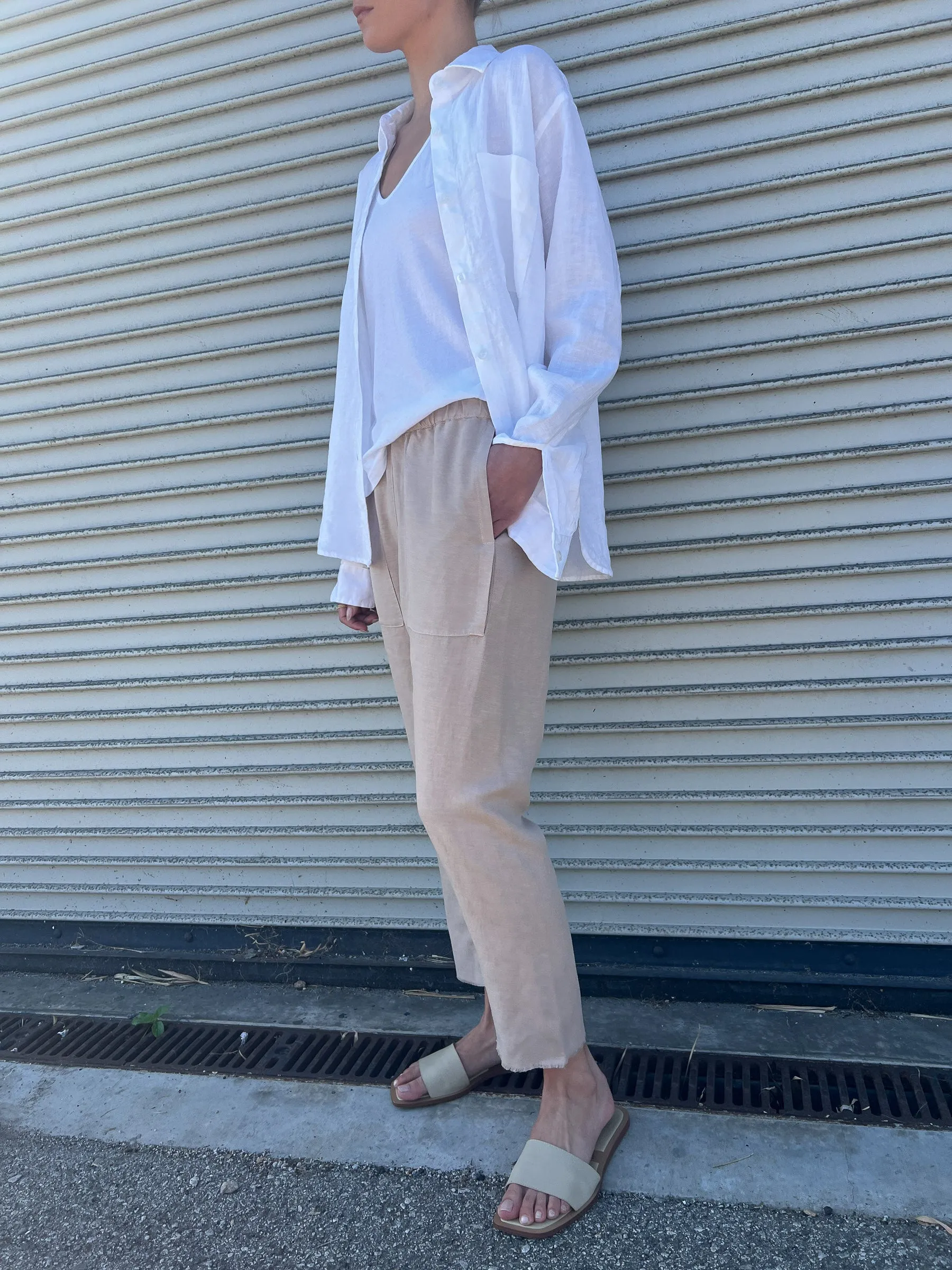 Erika Drop Pant in Linen - Dune