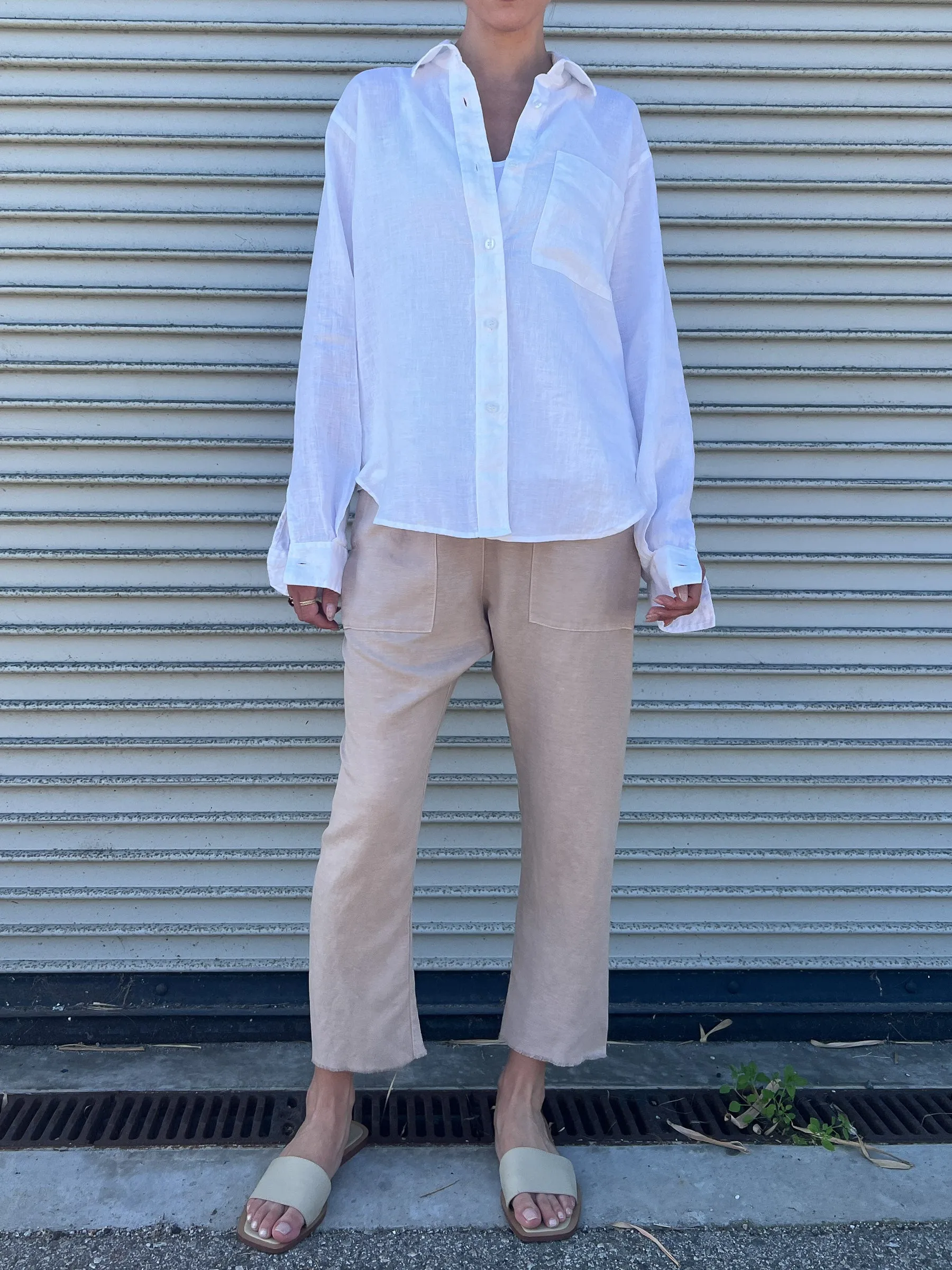 Erika Drop Pant in Linen - Dune
