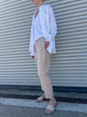 Erika Drop Pant in Linen - Dune