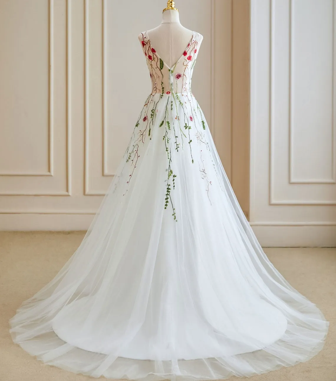 Ethereal Wedding Dress with Colored Embroideries ET3033