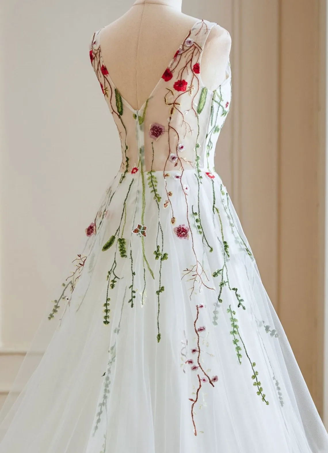 Ethereal Wedding Dress with Colored Embroideries ET3033